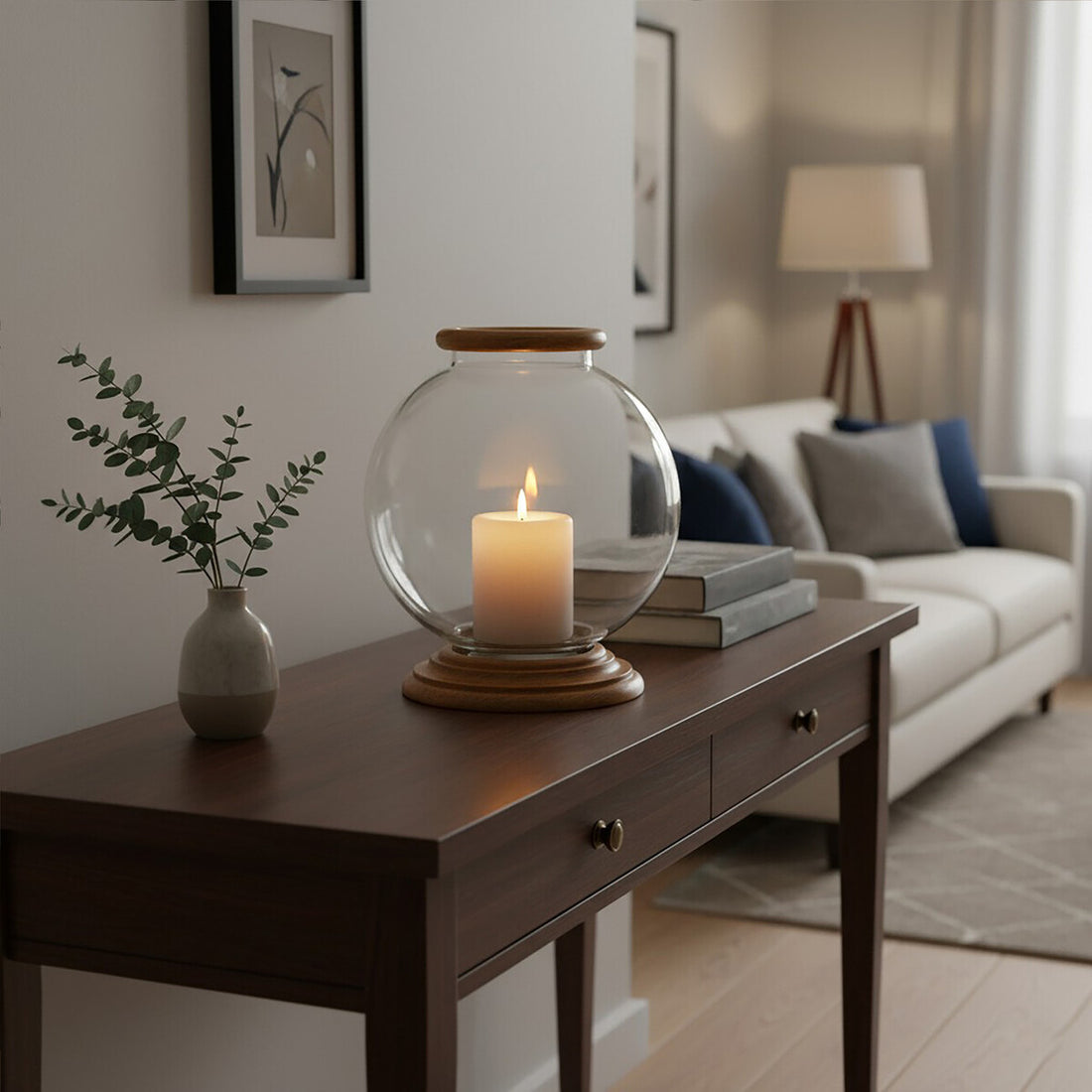 Hampstead Hurricane Large Glass Candle Holder.
