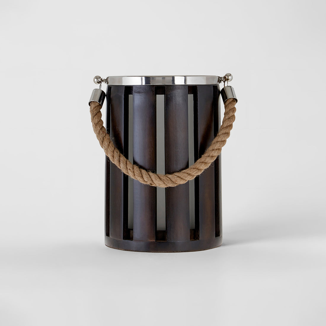 Hampstead Small Glass And Wood Candle Holder.
