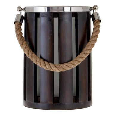 Hampstead Small Glass And Wood Candle Holder.