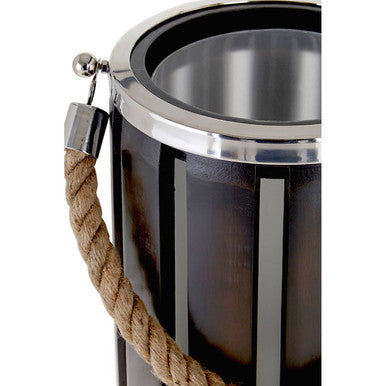 Hampstead Small Glass And Wood Candle Holder.