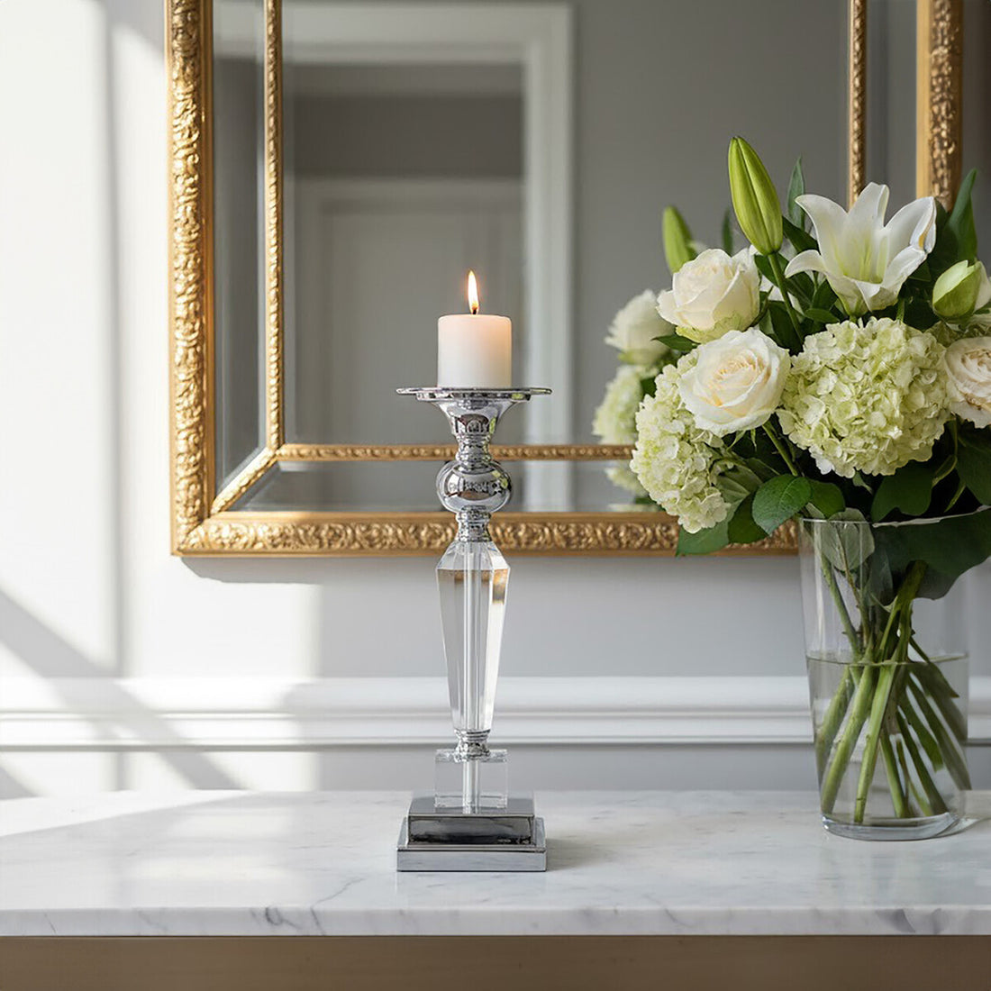 Amara Crystal and Metal Small Candle Holder - Image 4