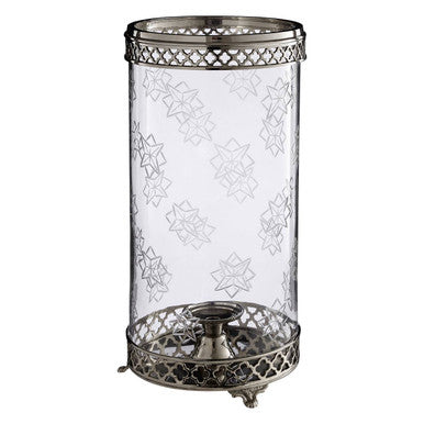 Fizzah Hurricane Candle Holder with Nickel Finish
