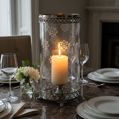 Fizzah Hurricane Candle Holder with Nickel Finish