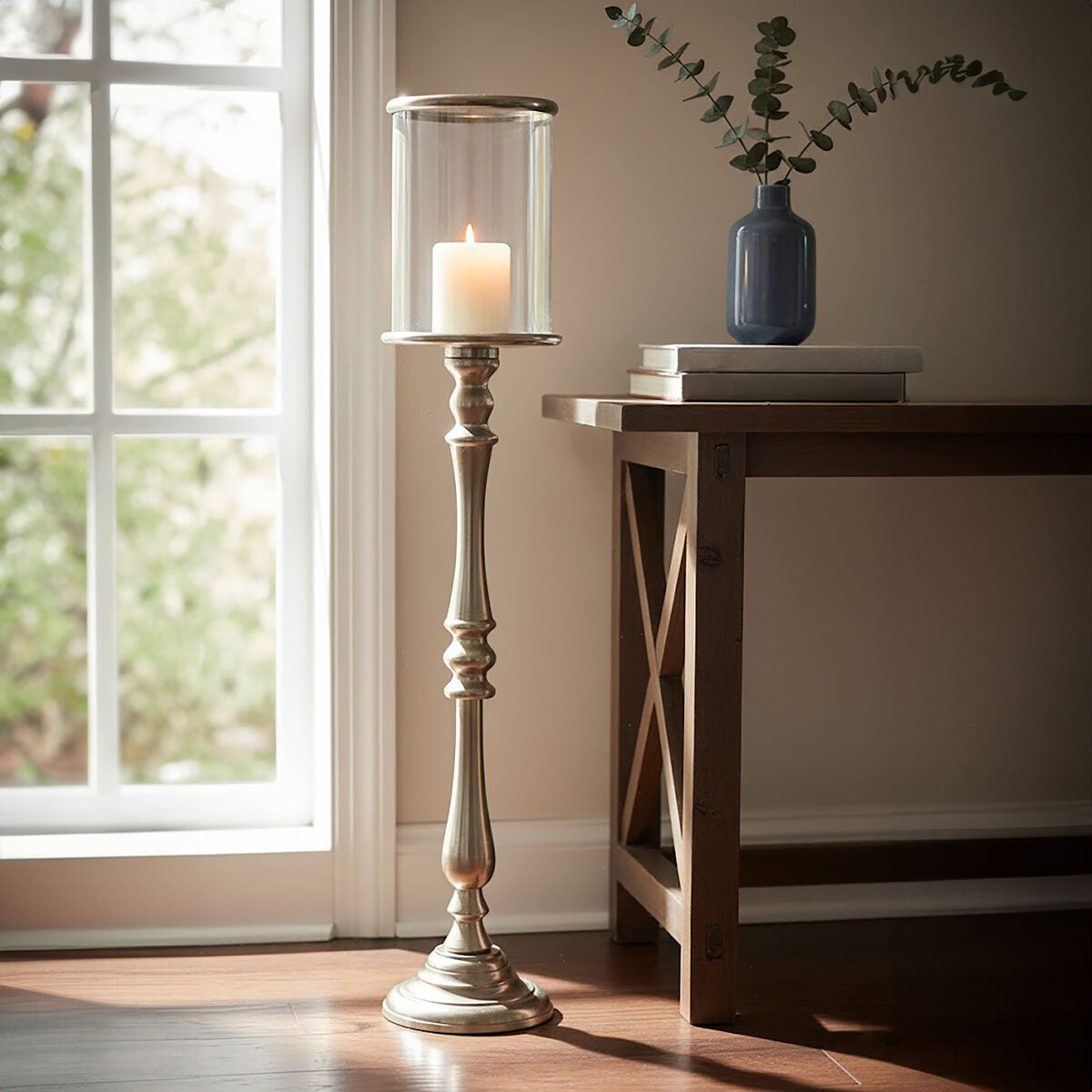 Kensington Townhouse Large Nickel Candle Holder