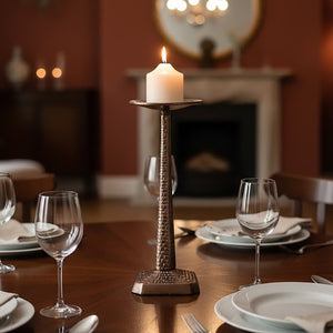 Arya Pewter Finish Large Candle Holder