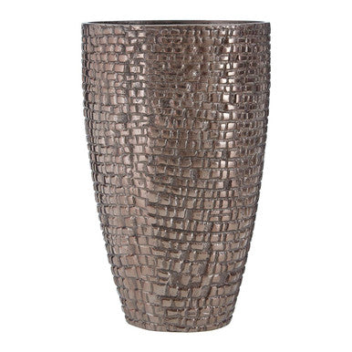 Decorative vase with textured surface on a white background