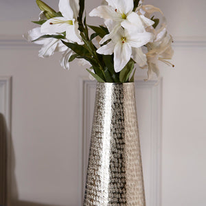 Silver Hammered Effect Large Vase | Safia