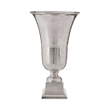 Silver urn-shaped vase on a white background