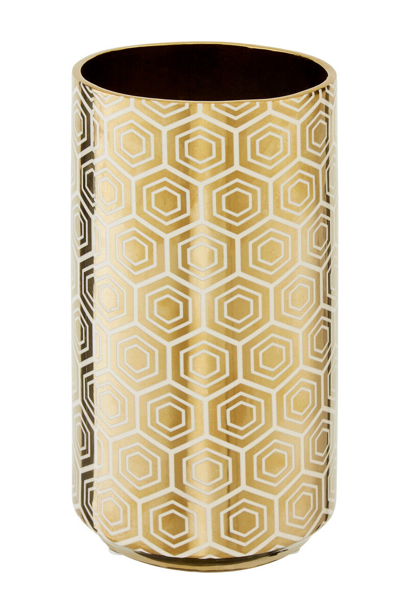Hexa Large Gold and Cream Ceramic Vase