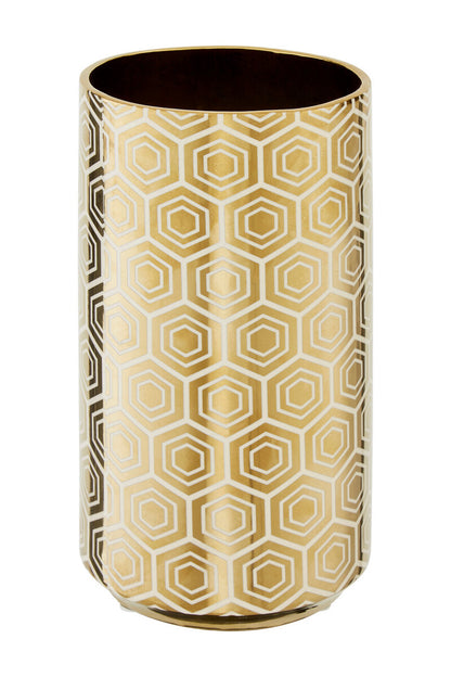 Hexa Large Gold and Cream Ceramic Vase