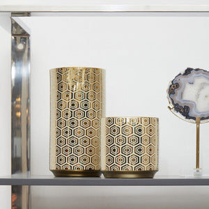 Hexa Large Gold and Cream Ceramic Vase