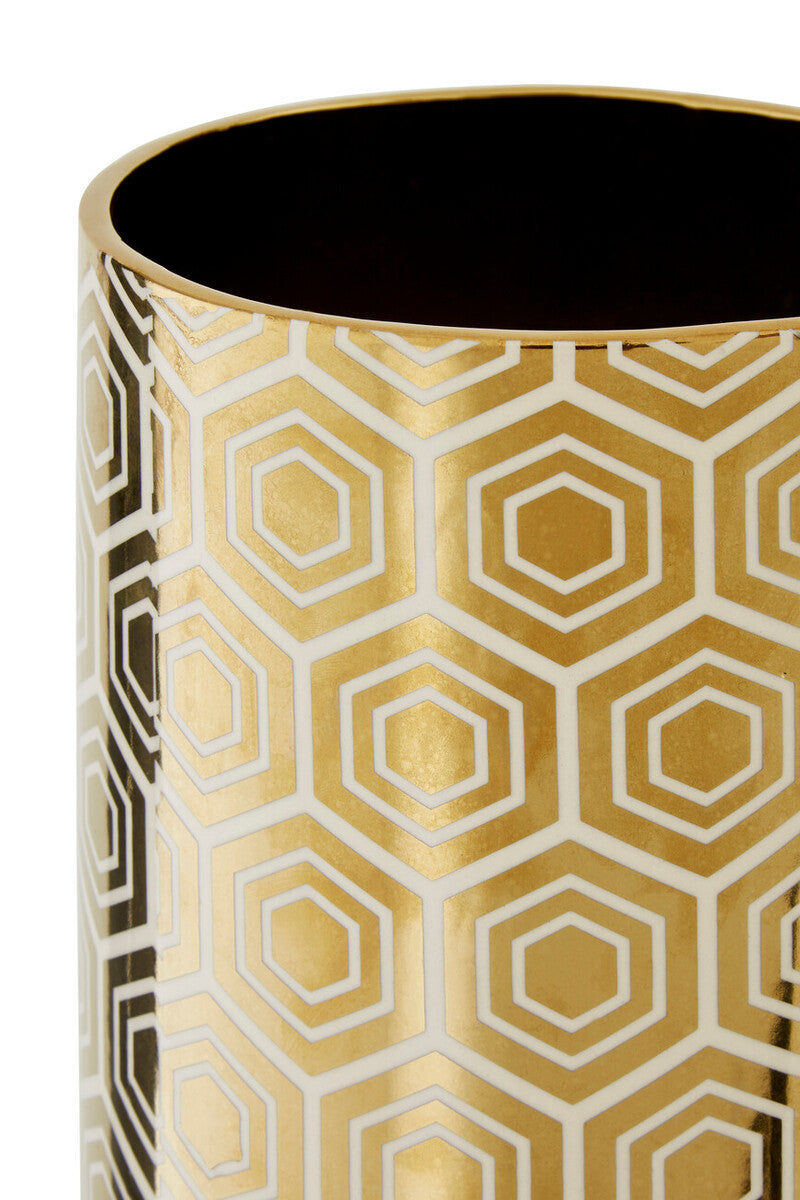Hexa Large Gold and Cream Ceramic Vase
