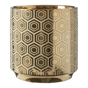 Hexa Small Gold and Cream Ceramic  Planter