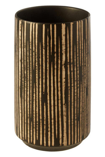 Kiso Large Black and Cream Finish Vase