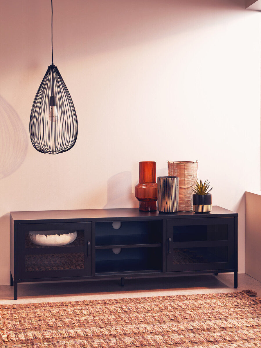 Kiso Large Black and Cream Finish Vase