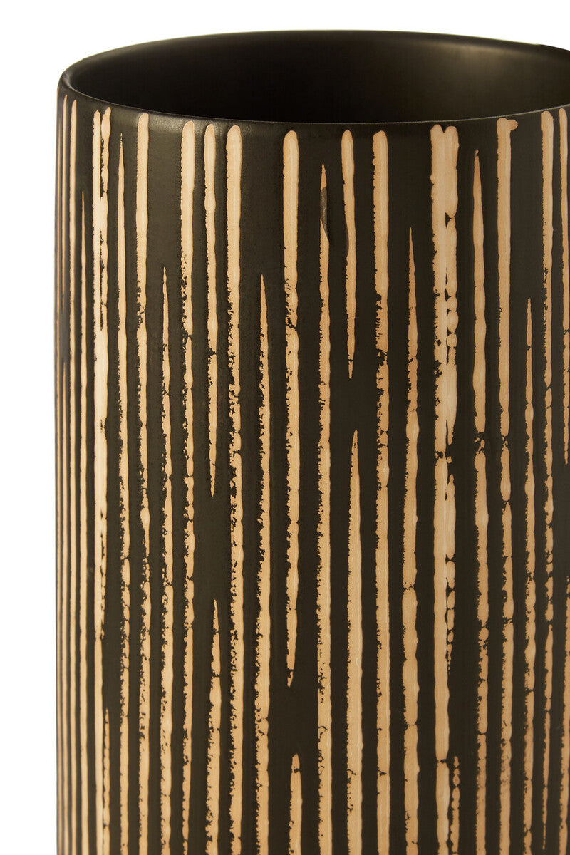 Kiso Large Black and Cream Finish Vase