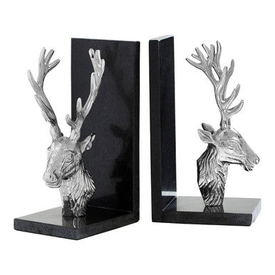 Kinsley Set of 2 Stag Bookends with Marble Base - Image 3