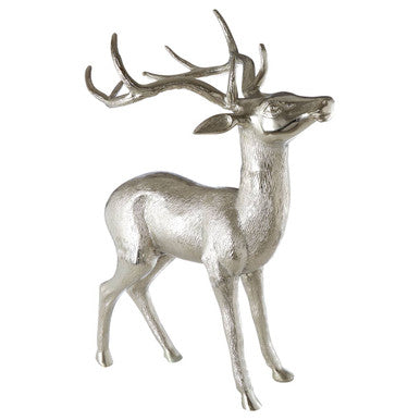 Large Nickel Finish Floor Standing Stag