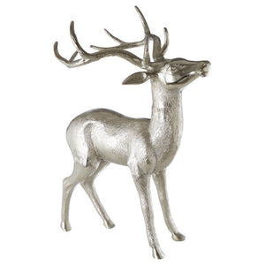 Large Nickel Finish Floor Standing Stag