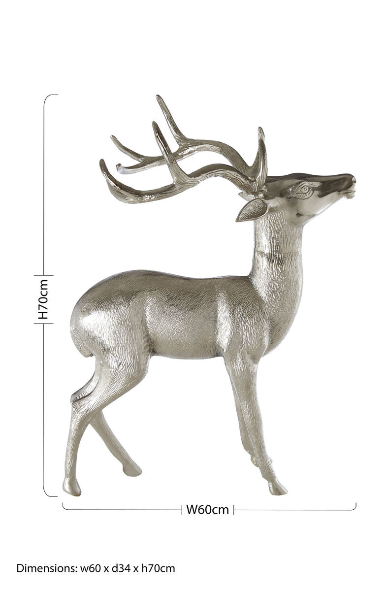Large Nickel Finish Floor Standing Stag - Image 6