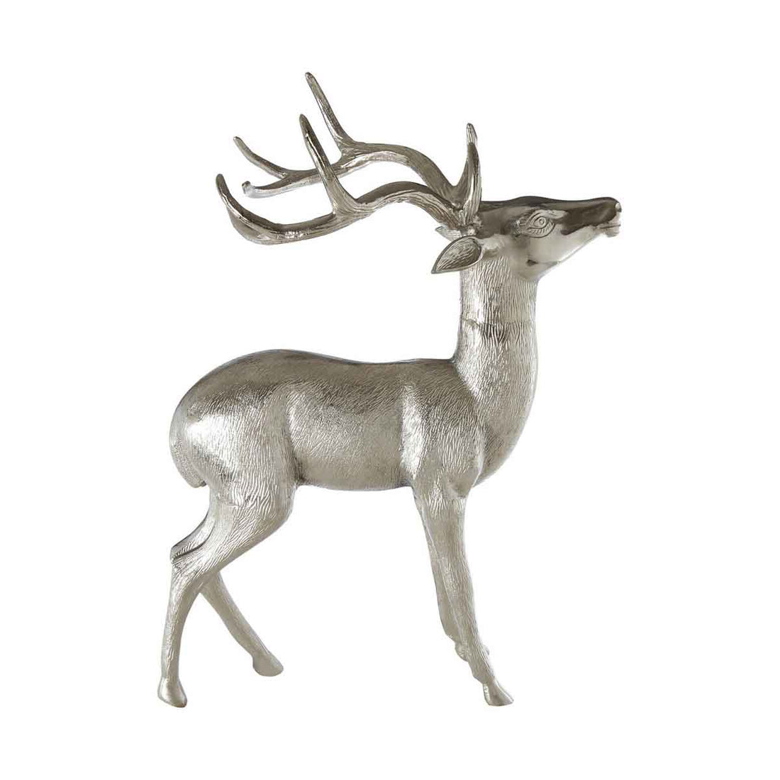 Large Nickel Finish Floor Standing Stag