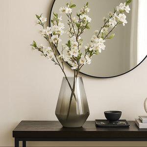 Alexa Grey Ombre Finish Glass Small Vase with Tapered Design