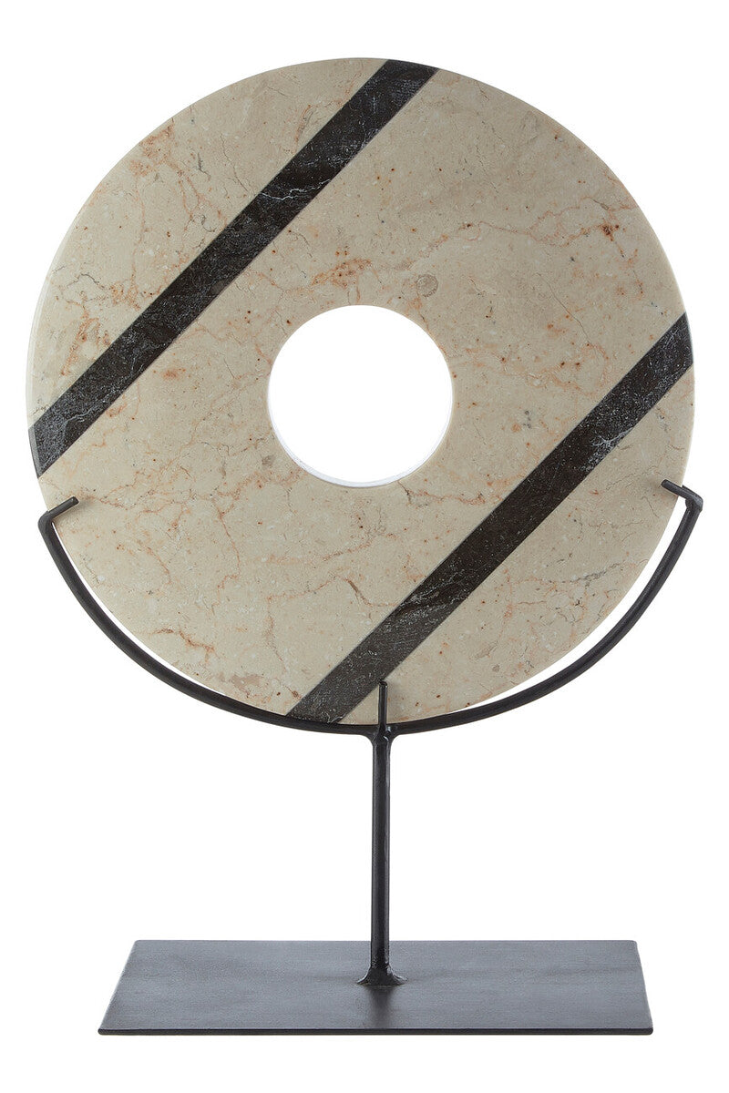 Sura Cream and Black Marble Sculpture