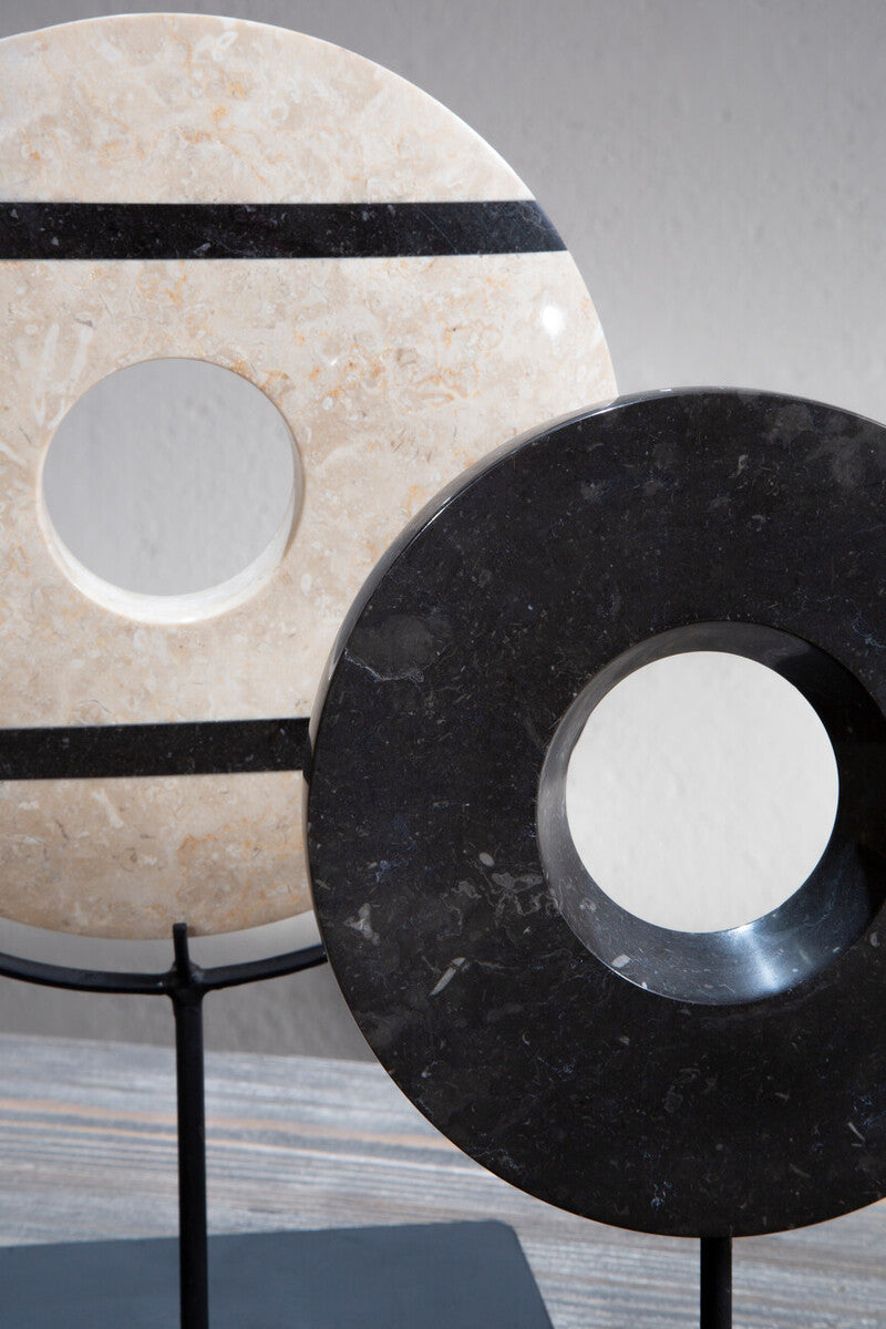 Sura Cream and Black Marble Sculpture