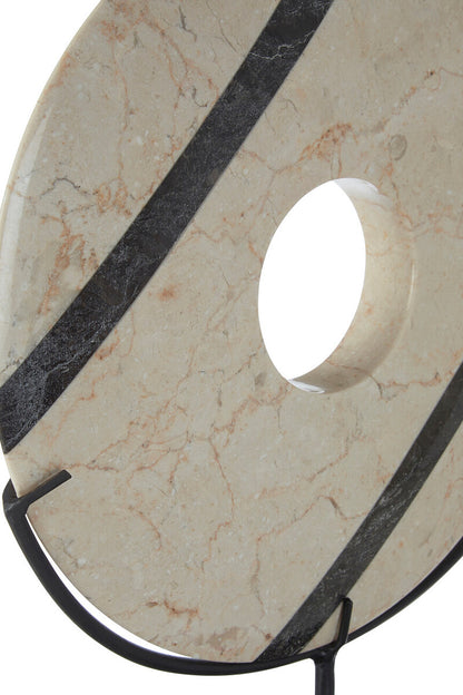Sura Cream and Black Marble Sculpture