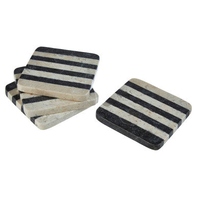 Sura Set Of 4 Cream And Black Marble Coasters