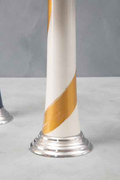 Alma White And Gold Candle Holder