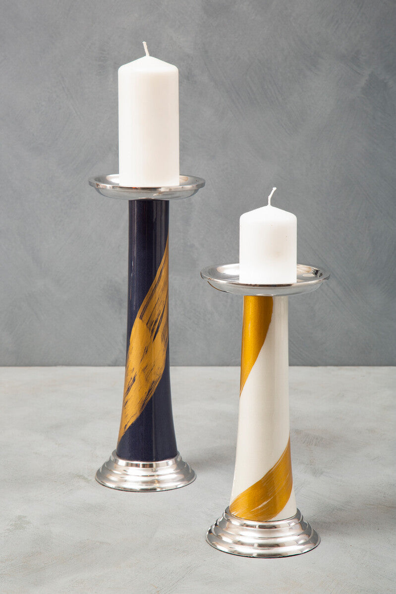 Alma Blue And Gold Candle Holder - Image 4