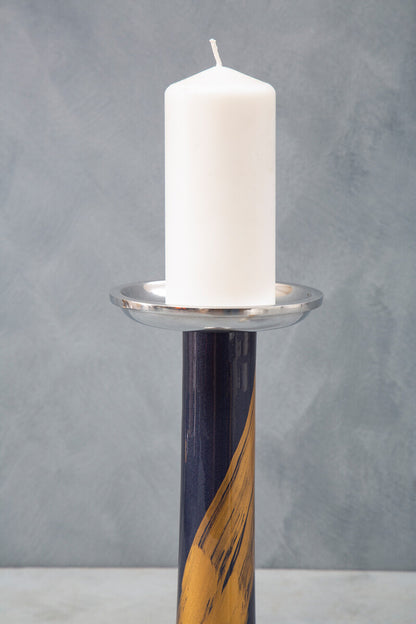 Alma Blue And Gold Candle Holder
