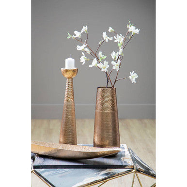 Solis Gold Finish Pillar Candle Holder