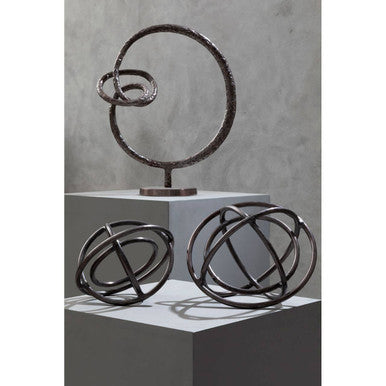 Nexus Round Rough Bronze Sculpture - Image 4