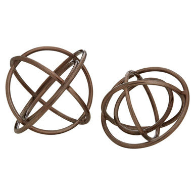 Nexus Set of Two Bronze Finish Sphere Sculptures - Image 4