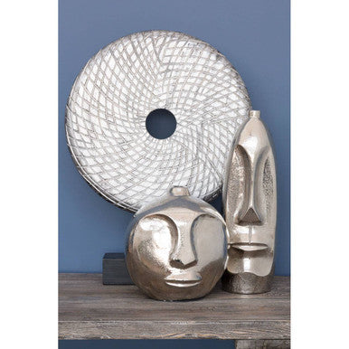 Viso Large Silver Face Round Vase
