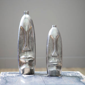 Viso Large Silver Face Tall Vase