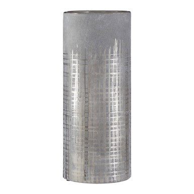 Cylindrical metallic lamp on a white background