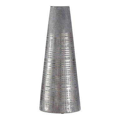 Metallic cone-shaped object on a white background