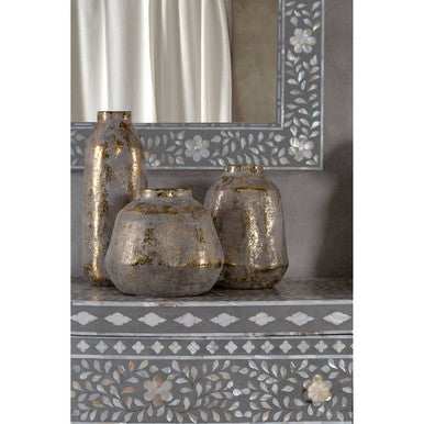 Orvena Medium Grey and Gold Ceramic Vase - Image 4