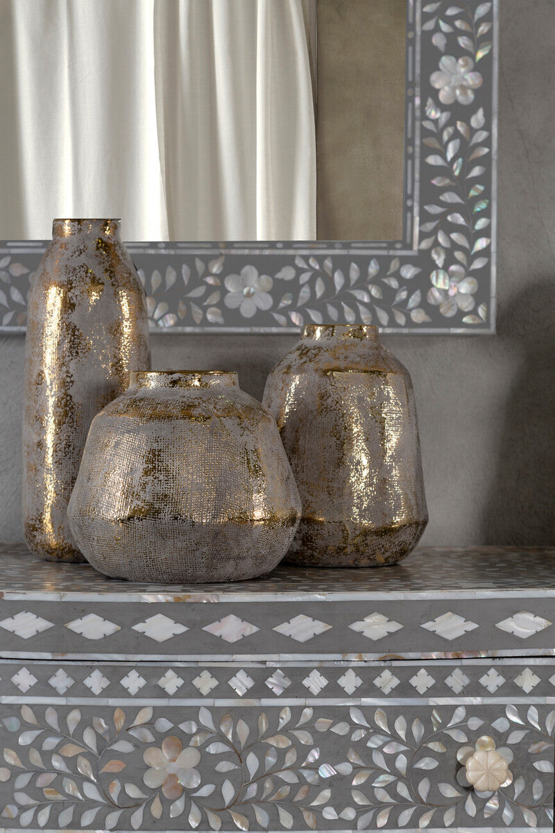 Orvena Small Grey And Gold Ceramic Vase