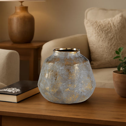 Orvena Small Grey And Gold Ceramic Vase