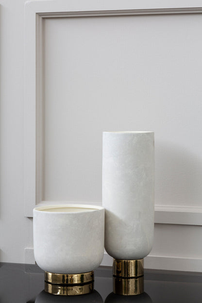 Callie White and Gold Large Pedestal Vase.