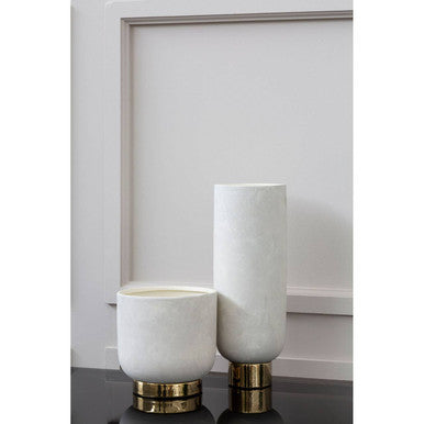 Callie White and Gold Large Pedestal Vase.