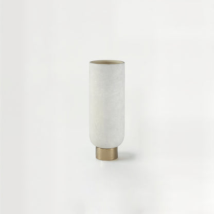 Callie White and Gold Small Pedestal Vase.