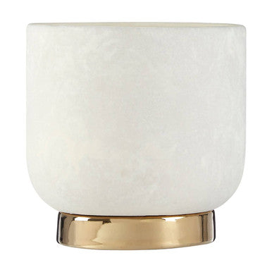 Callie White Small Planter with Gold Finish Base