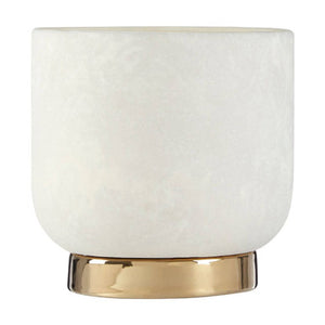 Callie White Small Planter with Gold Finish Base