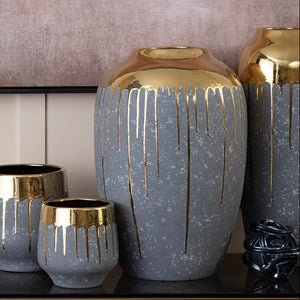 Cyrus Grey and Gold Small Vase