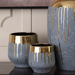 Cyrus Small Grey and Gold Finish Planter